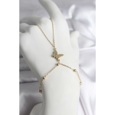 316L Çelik Gold Renk Kelebek Model Kadın Şahmeran