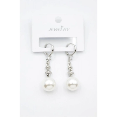 Taşlı İnci Küpe - Gümüş