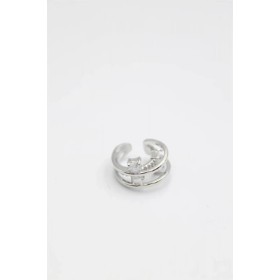 Taşlı Kıkırdak Küpe - Gümüş