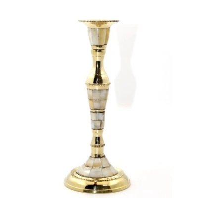 Tekli Pirinç Sedefli Şamdan Model 1