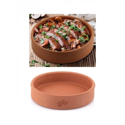 Toprak Güveç, Fırın Kabı, Yuvarlak Fırın Tepsisi Büyük Boy 30 cm