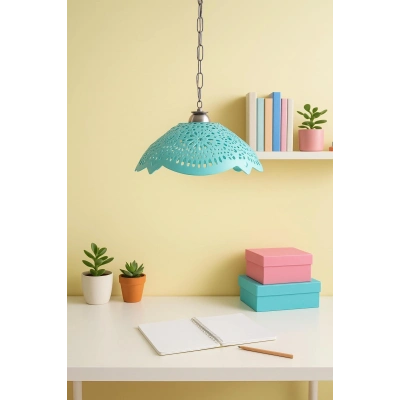 Turkuaz Akrilik Avize Soft Modern Aydınlatma 35x35x12 cm