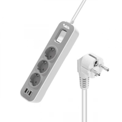 Vea Ve-nova103u A Class 3lü 2 Usbli Anahtarlı 1.5 Metre Akım Korumalı Priz