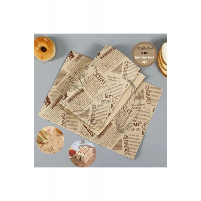 Vintage Gazete Desenli Sunum Kağıdı 50 Adet