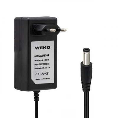 Weko 14.4 Volt - 1 Amper 5.5*2.5 Uçlu Plastik Işıklı Kasa Priz Tip Adaptör