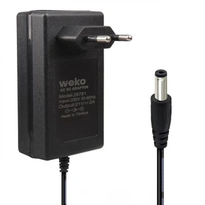 Weko 21 Volt - 2 Amper 5.5*2.5 Mm Uçlu Kırmızı Yeşil Ledli Priz Tipi Şarjlı Matkap Adaptörü