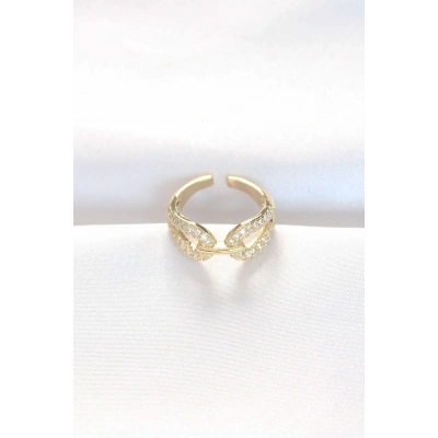 Zirkon Taşlı Gold Renk Ayarlanabilir Yüzük