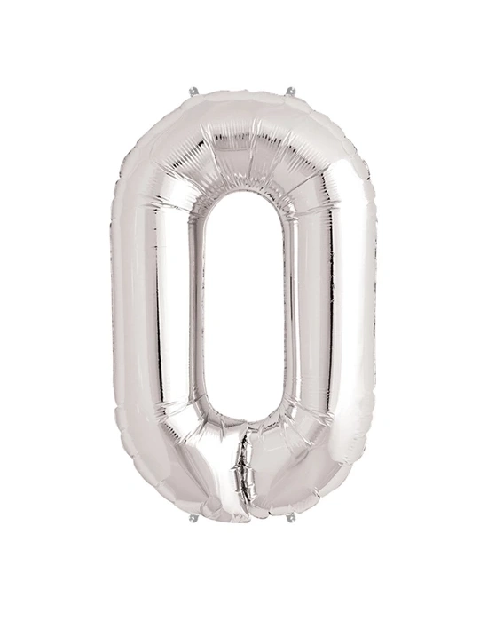 0 Rakam Folyo Balon Gümüş  40 İnç