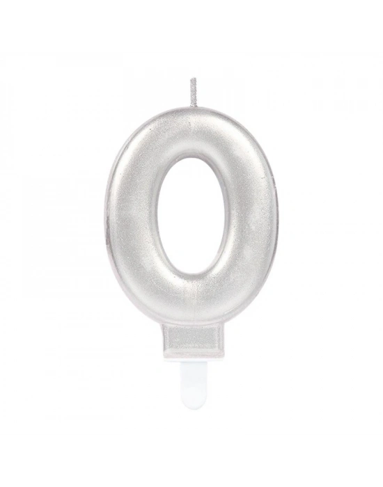 0 Rakam Mum Gümüş Renk