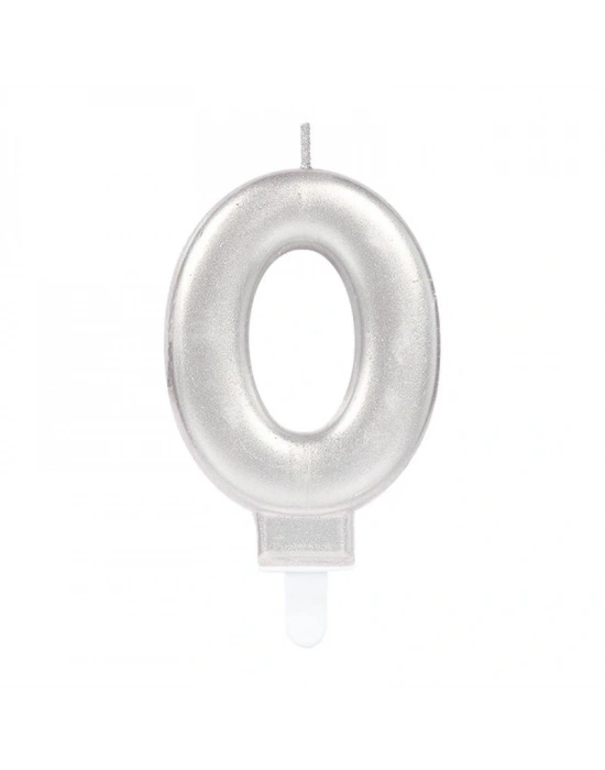 0 Rakam Mum Gümüş Renk