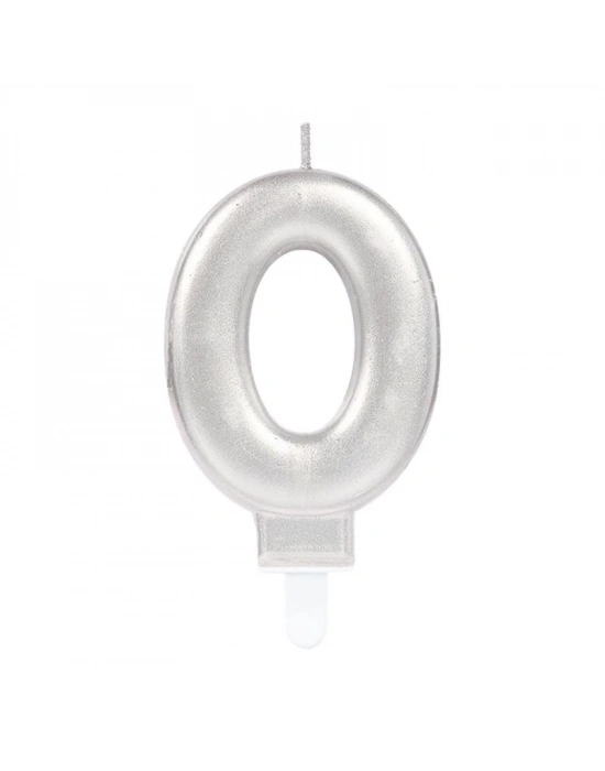 0 Rakam Mum Gümüş Renk