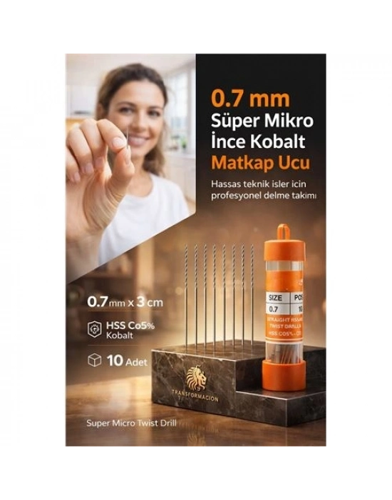 0.7mm Süper Mikro İnce HSS Kobalt Mikro Matkap Ucu Seti (10lu) 723193
