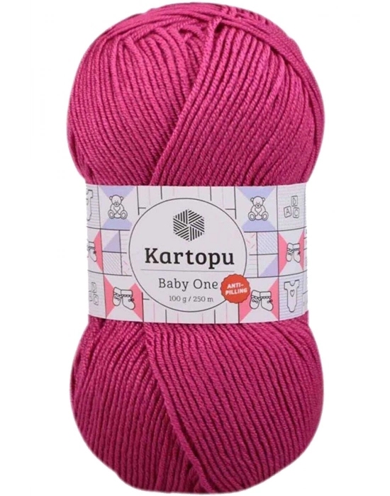 1 Adet Baby One Tüylenmeyen El Örgü İpi Yünü Fuşya K245