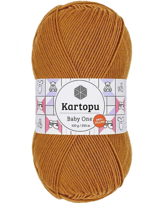 1 Adet Baby One Tüylenmeyen El Örgü İpi Yünü Hardal K1854