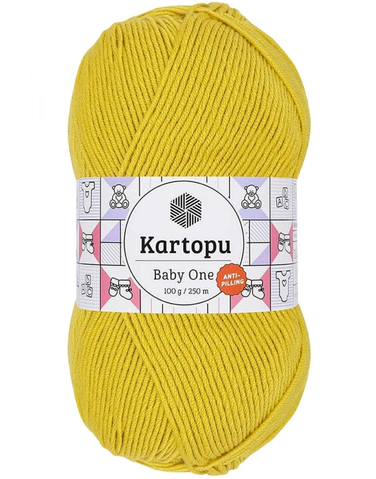 1 Adet Baby One Tüylenmeyen El Örgü İpi Yünü Hardal Sarı K1321