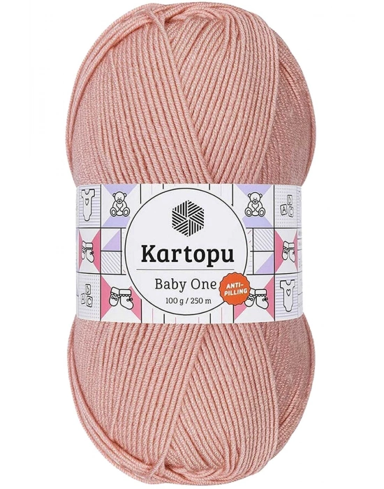 1 Adet Baby One Tüylenmeyen El Örgü İpi Yünü Pudra K258