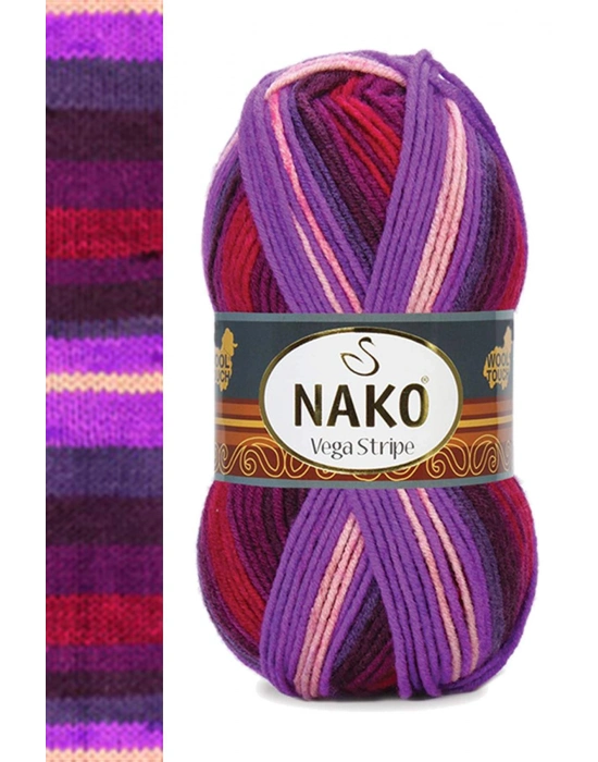 1 Adet Vega Stripe Premium Akrilik El Örgü İpi Yünü No: 82412