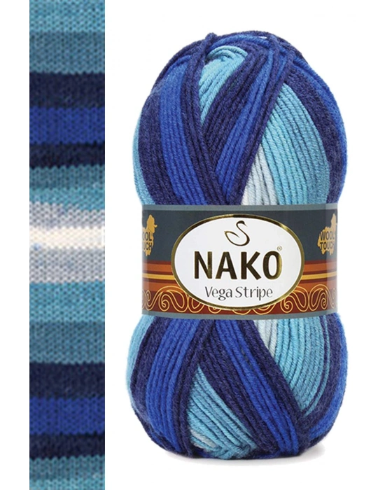 1 Adet Vega Stripe Premium Akrilik El Örgü İpi Yünü No: 82423