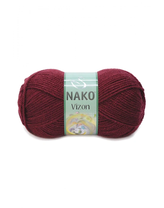 1 Adet Vizon Premium Akrilik El Örgü İpi Yünü Renk No:999 Bordo