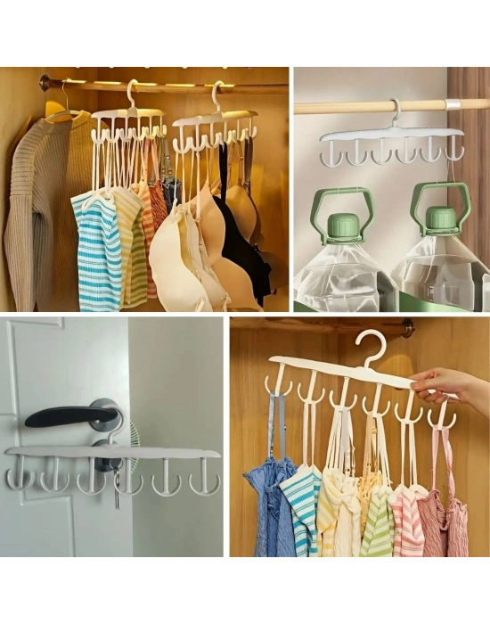 ® 1 Adet Yer Tasarruflu 6 Kancalı Plastik Dolap İçi Düzenleyici Pratik Askı
