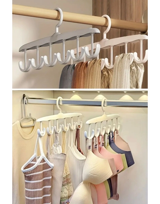 ® 1 Adet Yer Tasarruflu 6 Kancalı Plastik Dolap İçi Düzenleyici Pratik Askı