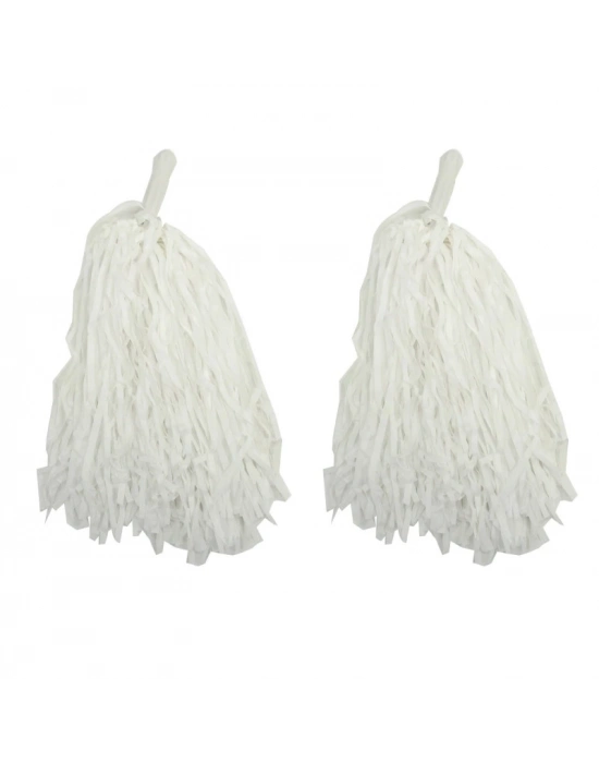 1 Çift ( 2 Adet ) Beyaz Renk 23 Nisan Gösteri Ponponu