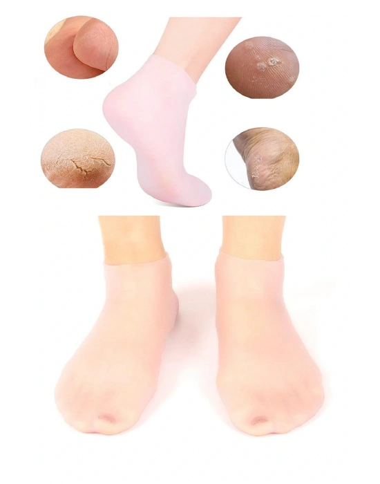 1 Çift Silikon Jel Topuk Nemlendirici Çorap Ayak Bakımı Çatlama Koruyucu Krem Çorabı