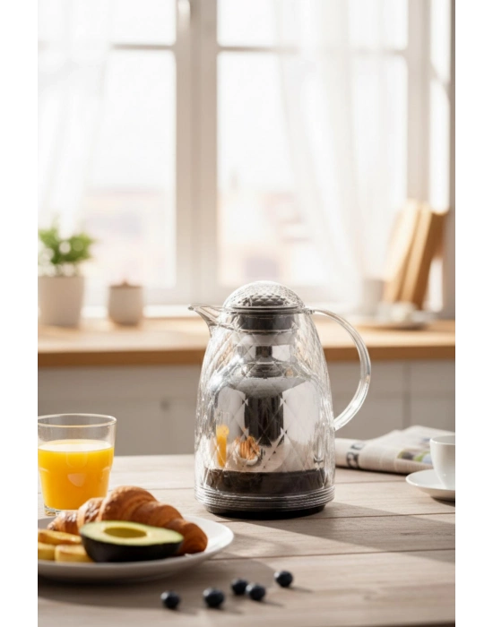 1 Lt Akrilik Şeffaf Çay Termosu 12 Saat Sıcak 24 Saat Soğuk