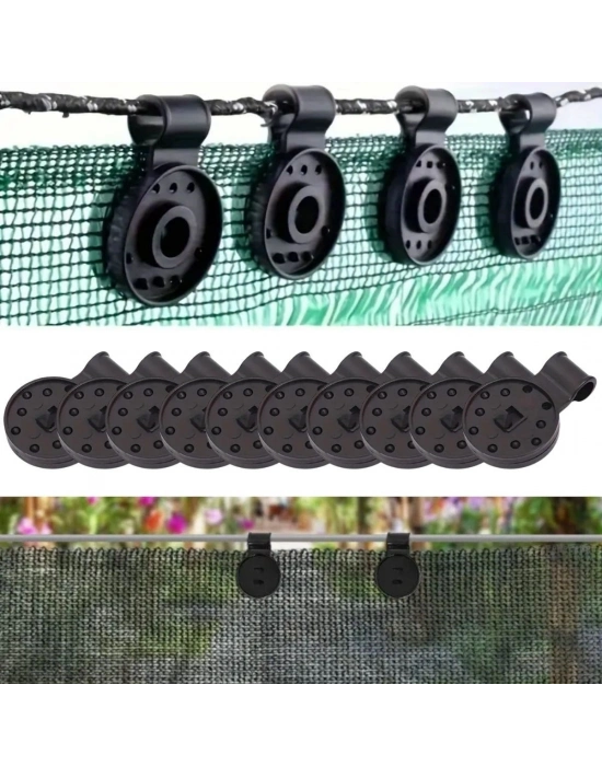 ®  10 Adet Güneşlik Filesi Sabitleme Klipsleri, Gölgelik Bezi ve Brandalar İçin Dayanıklı Plastik Kelepçe Kancaları