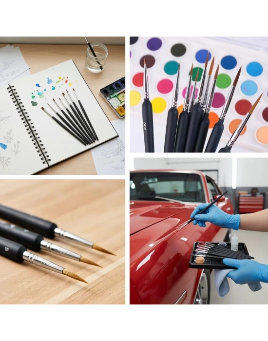 ® 10 Adet Hobi ve Araba Rötüş Fırça Seti – İnce Detay Boyama, Model Yapımı ve Araç Çizik Giderme İçin Çok Amaçlı Fırça Takımı