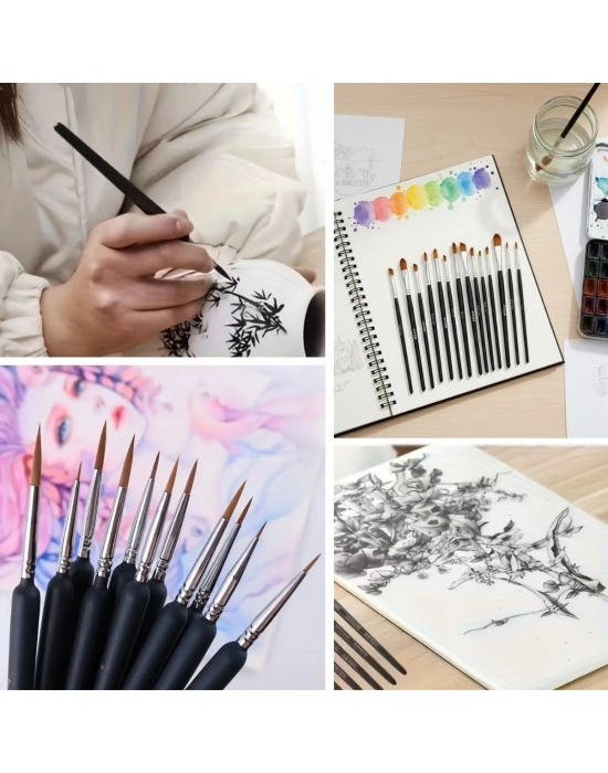 ® 10 Adet Hobi ve Araba Rötüş Fırça Seti – İnce Detay Boyama, Model Yapımı ve Araç Çizik Giderme İçin Çok Amaçlı Fırça Takımı