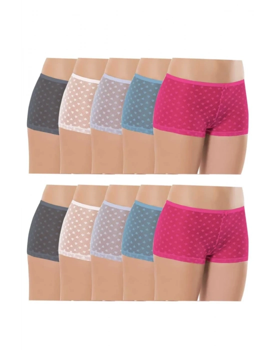 10 Adet Kadın Komple Tül Dantel Boxer Külot