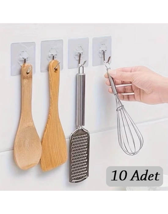 10 ADET Kendinden Yapışkanlı Şeffaf Askı