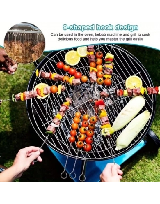 10 Adet Paslanmaz Çelik Mangal Şişi Seti – 20 cm Metal Çöp Şiş ve Izgara Şişleri