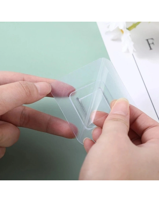 10 Adet Şeffaf Çift Taraflı Yapışkanlı Geçmeli Klips Eşya Sabitleme Askısı