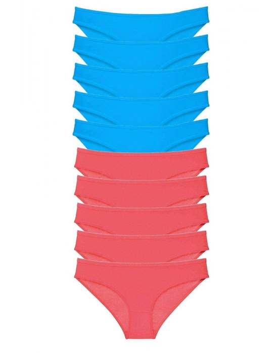 10 adet Süper Eko Set Likralı Kadın Slip Fuşya Mavi