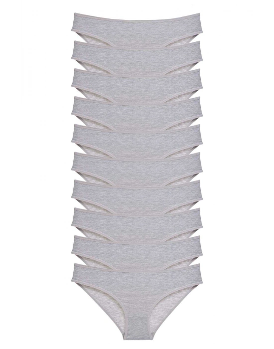 10 adet Süper Eko Set Likralı Kadın Slip Külot Gri