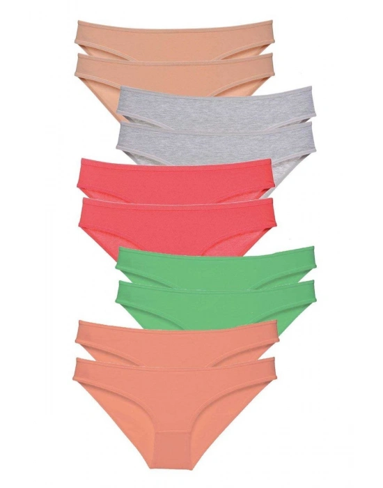 10 adet Süper Eko Set Likralı Kadın Slip Külot Soft Renkler