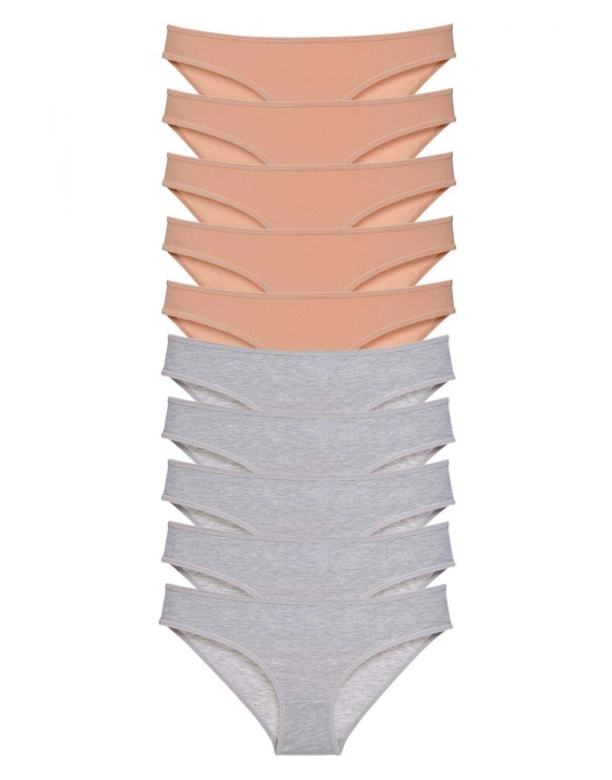 10 adet Süper Eko Set Likralı Kadın Slip Külot Ten Gri