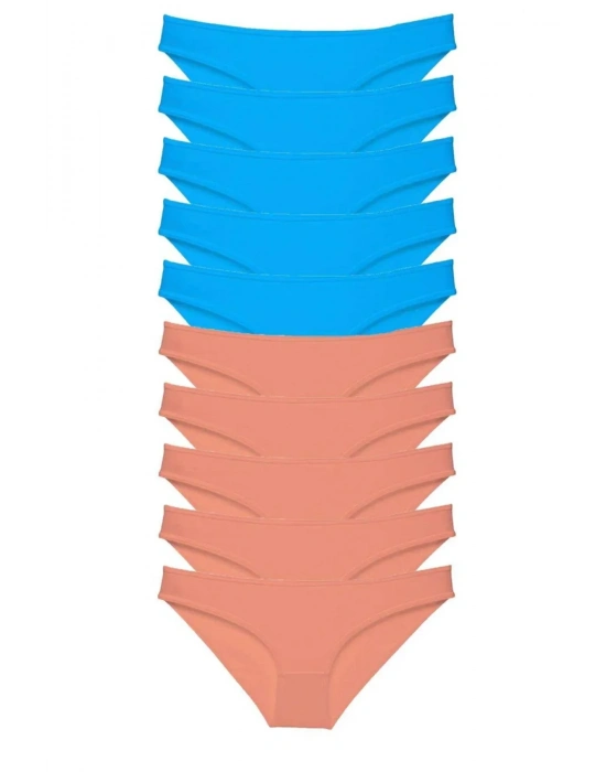 10 adet Süper Eko Set Likralı Kadın Slip Pudra Mavi