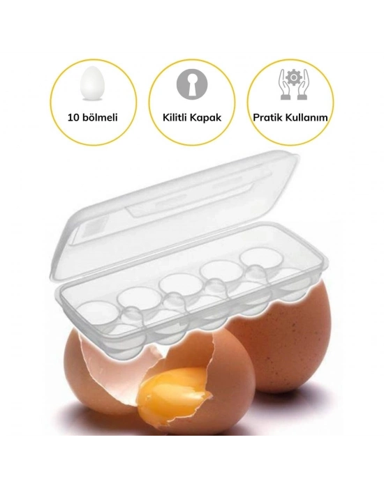 ®  10 Bölmeli Kilitli Kapaklı Yumurtalık Saklama Kutusu YU110