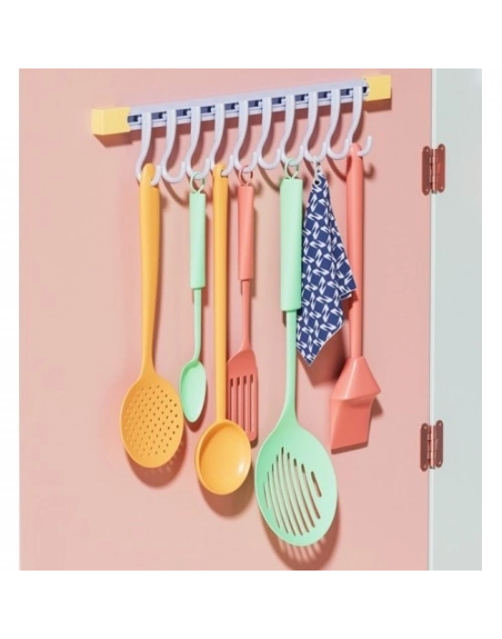 10 Kancalı Raylı Mutfak ve Banyo Düzenleyici Askı 30 cm