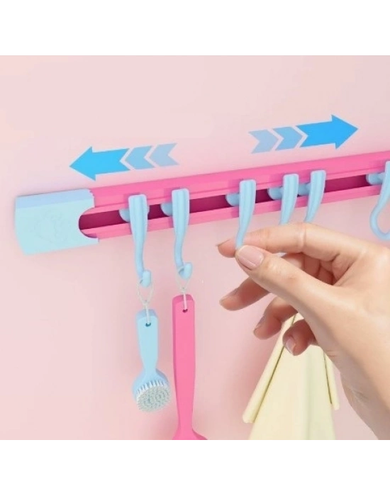 ® 10 Kancalı Raylı Mutfak ve Banyo Düzenleyici Askı 30 cm
