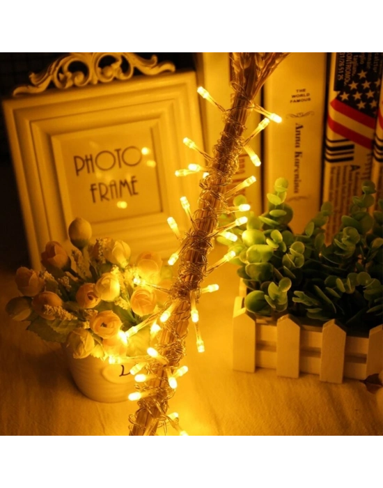 10 Metre 100 Ledli 8 Fonksiyonlu Dekoratif ader Sarı a