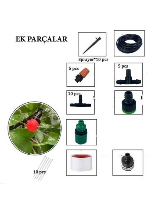 10 Metre Bahçe Sulama Sistemi Seti