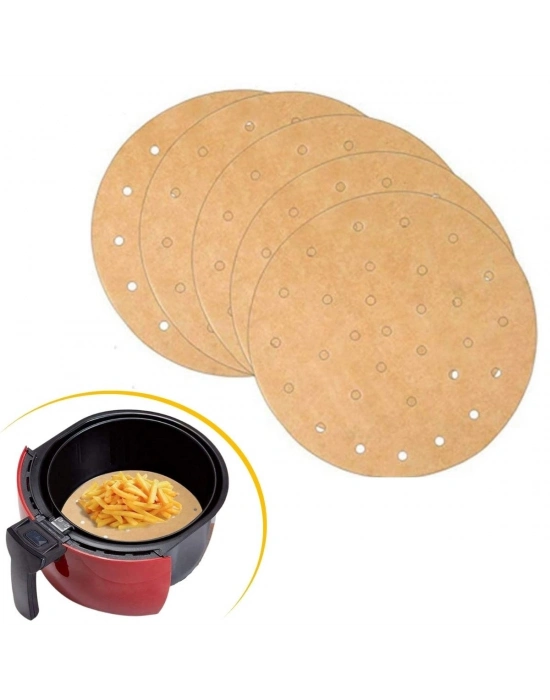 ® 100 Adet  Air Fryer Pişirme Kağıdı Tek Kullanımlık Hava Fritözü Yuvarlak Delikli Model