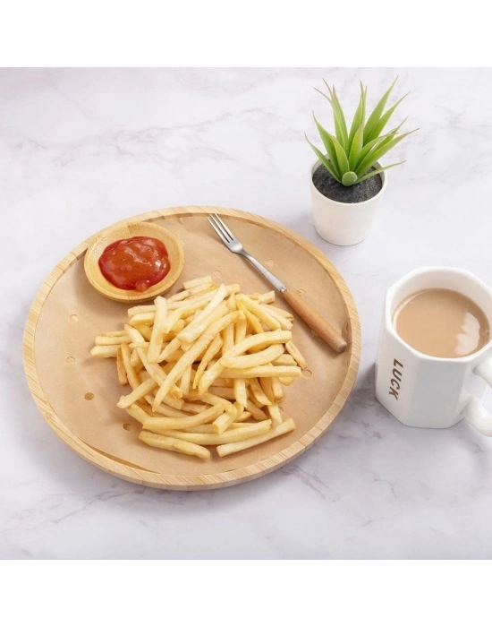 ® 100 Adet  Air Fryer Pişirme Kağıdı Tek Kullanımlık Hava Fritözü Yuvarlak Delikli Model