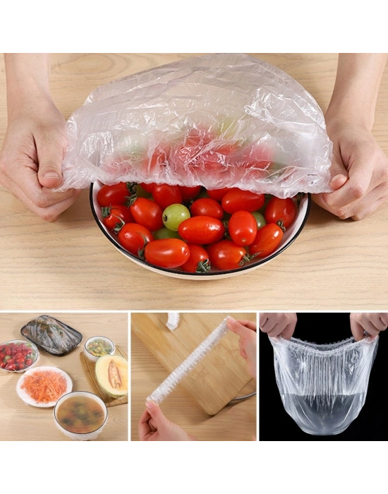 100 Adet Lastikli Tazeliği Koruyan Tencere Ve Tabak Bonesi  Esnek Strech Kapak