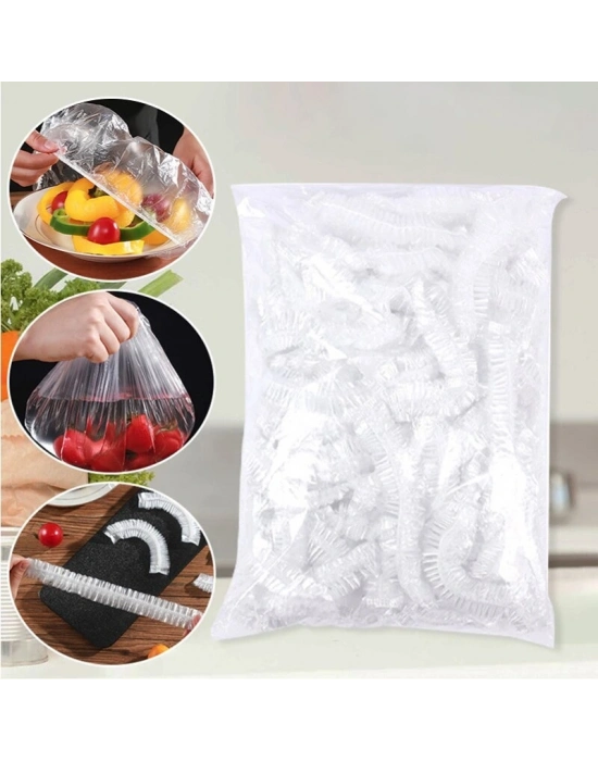 100 Adet Lastikli Tazeliği Koruyan Tencere Ve Tabak Bonesi  Esnek Strech Kapak