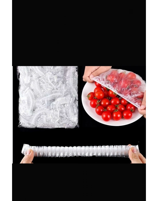 100 Adet Tazelik Koruyucu Tabak Tencere Gıda Bonesi  Çok Amaçlı Pratik Kapak Tencere Bonesi